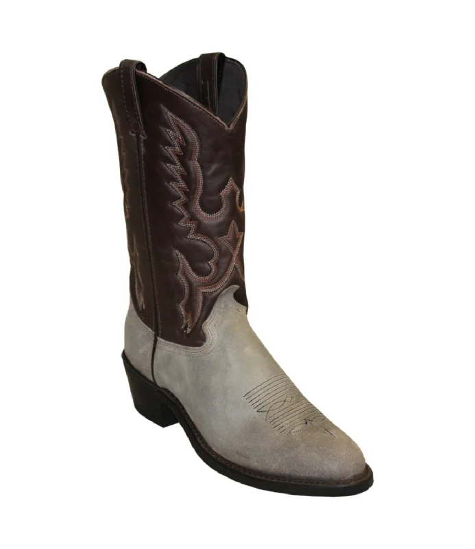 Abilene Boots Mens 12in Two-Tone USA Grey/Mahogany Cowhide Cowboy Boots