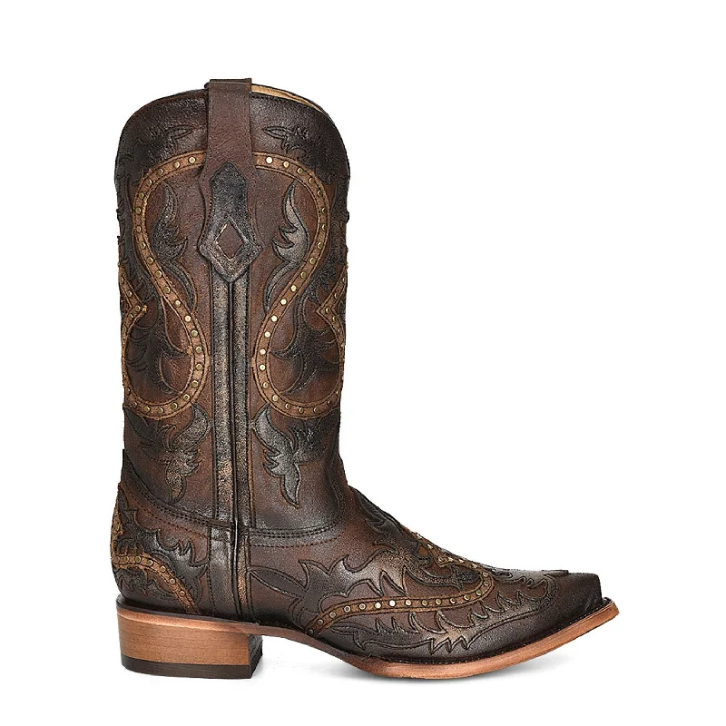 Corral Mens C3990 Brown Leather Overlay Cowboy Boots