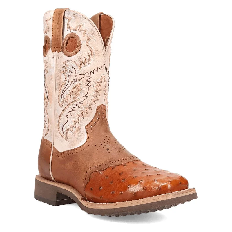 Dan Post Mens Martel Brown/Bone Full Quill Ostrich Cowboy Boots