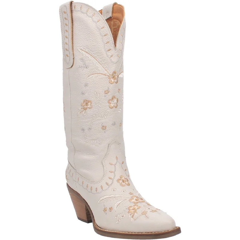 Dingo Womens Full Bloom Cowboy Boots Leather White