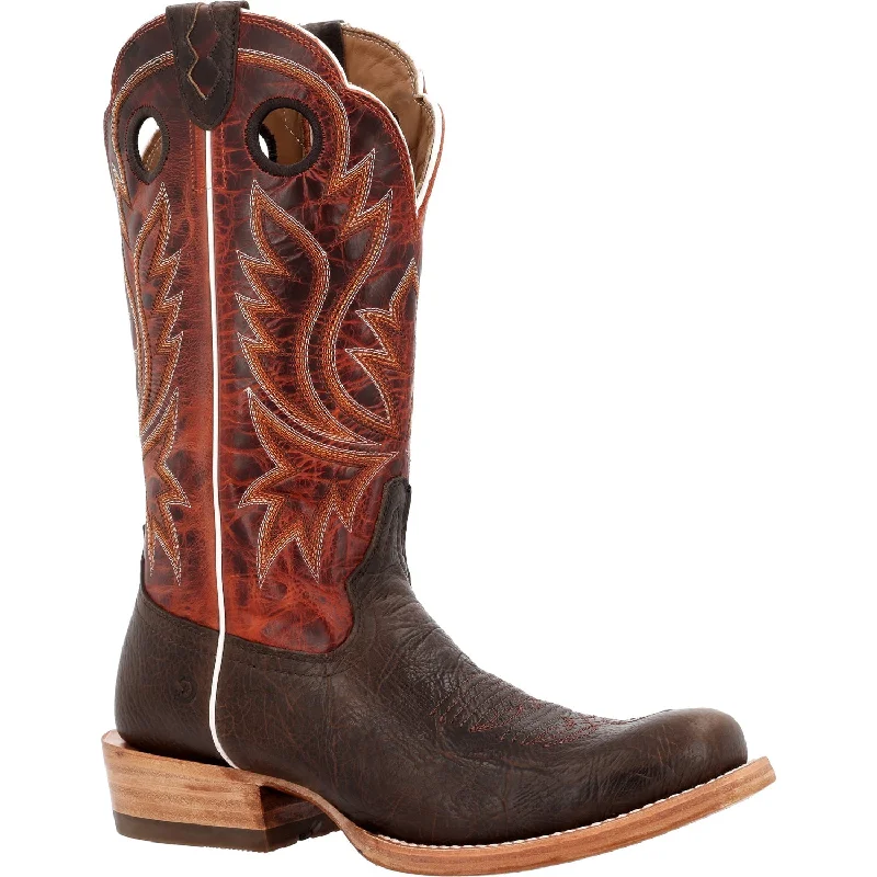 Durango Mens PRCA Western Nicotine/Burnt Sienna Shrunken Bison Cowboy Boots