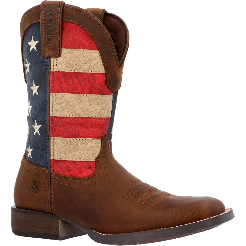 Durango Mens Saddlebrook Western Brown/Union Flag Leather Cowboy Boots