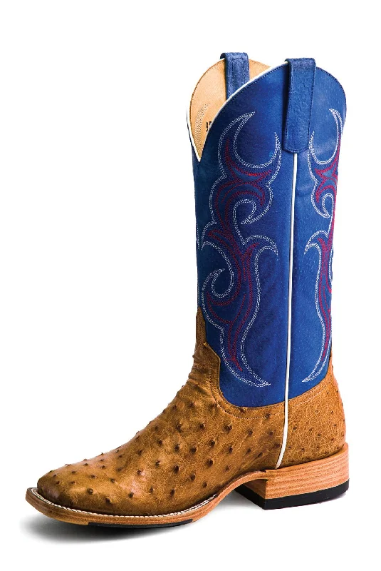 Horse Power by Anderson Bean Mens Antique/Blue Ostrich Cowboy Boots 10 D