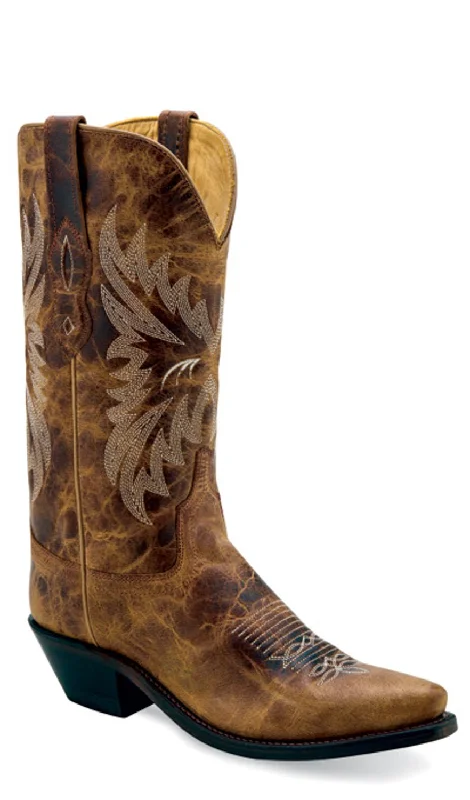 Old West Womens Fashion Wear Burnt Tan Leather Cowboy Boots