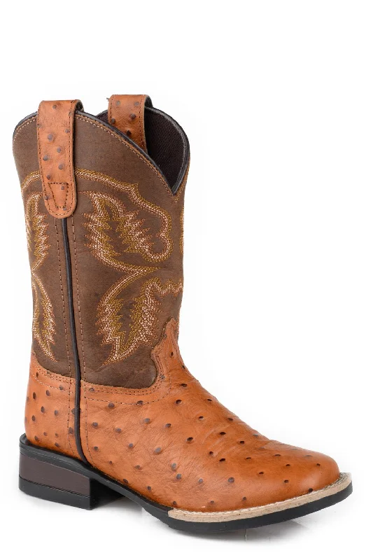 Roper Mens Garza Tan/Brown Leather Cowboy Boots