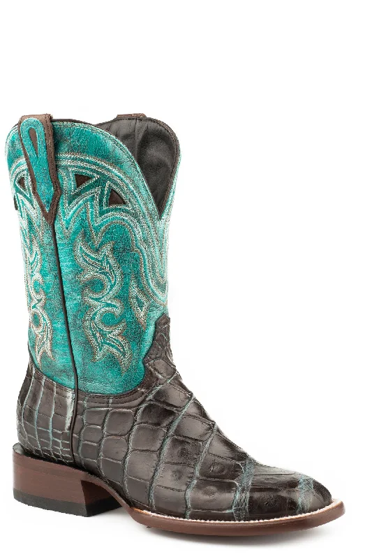 Stetson Womens Brown/Turquoise Alligator Madrid Cowboy Boots