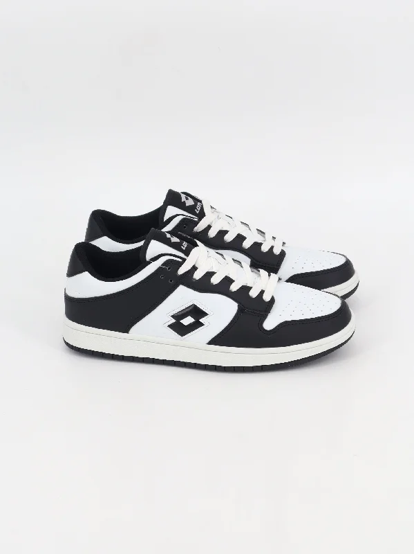 Men's Brand Logo Embroidered Sneakers,Black/White