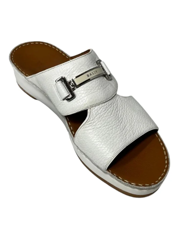 Bally Harold 6211920 Men's White Grained Leather Sandals