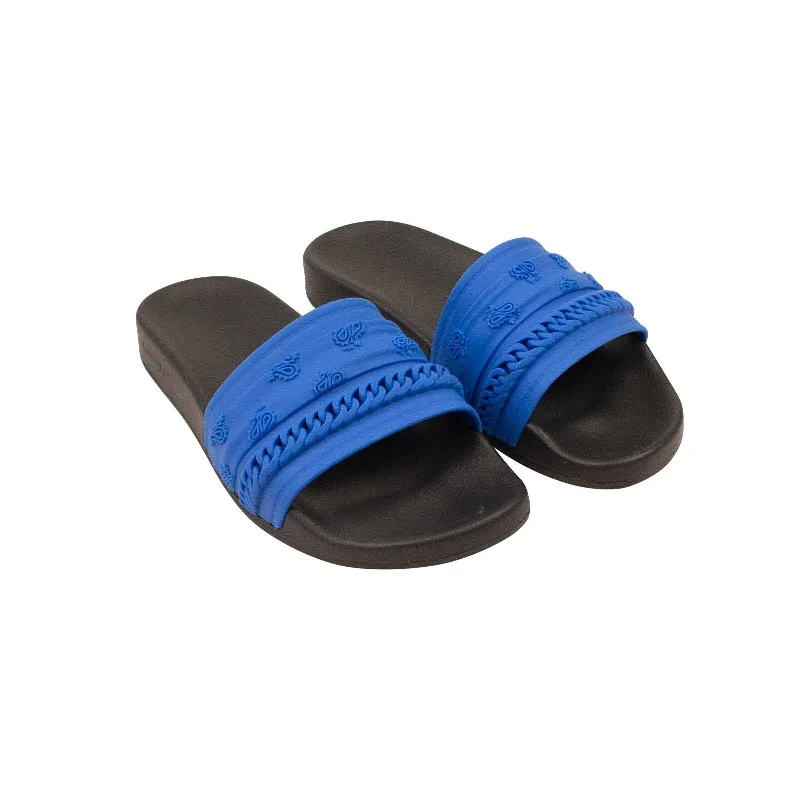 Black And Blue Bandana Chain Molded Slides