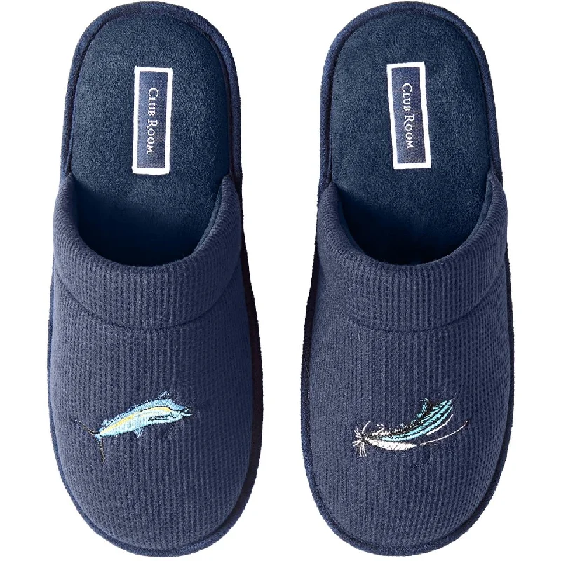 Club Room Mens Fish Waffle Slip On Slide Slippers