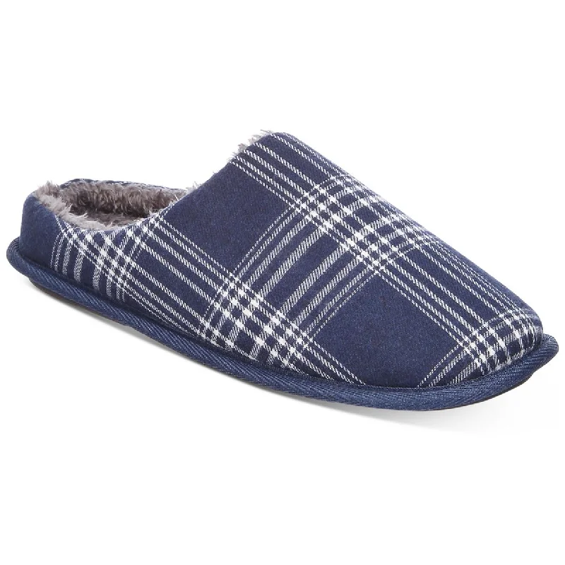 Club Room Mens Flannel Fleece Lined Slide Slippers