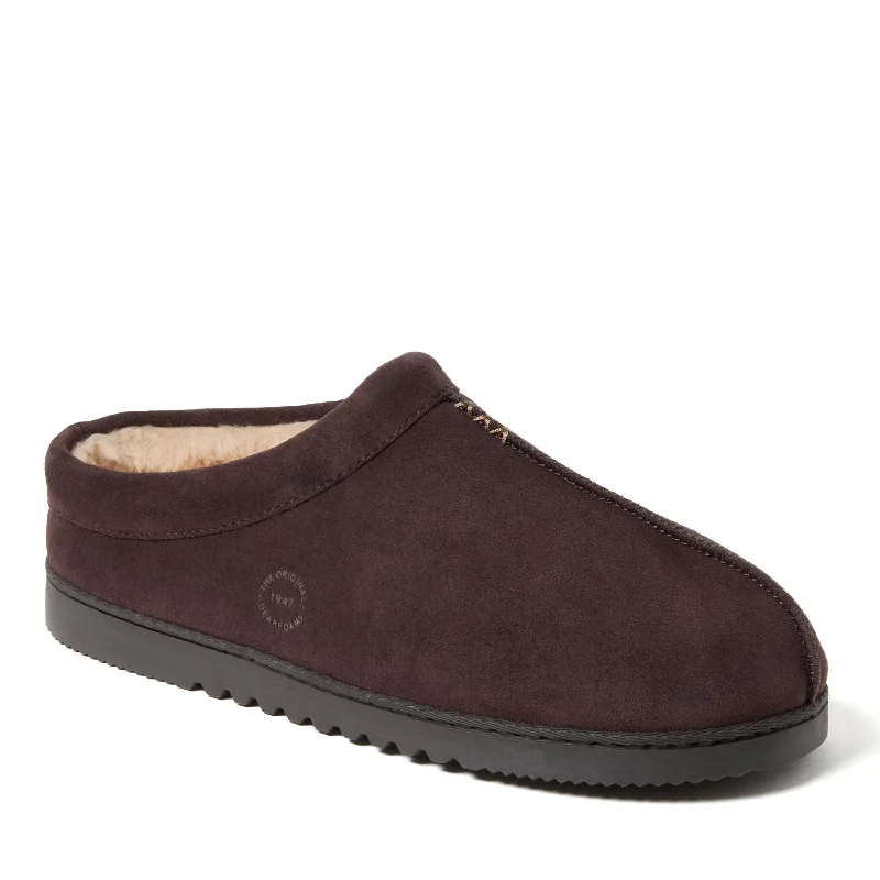 Dearfoams Men's Dean Genuine Suede Clog House Shoe Slipper