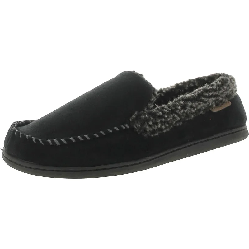 Dearfoams Mens Faux Fur Manmade Moccasin Slippers