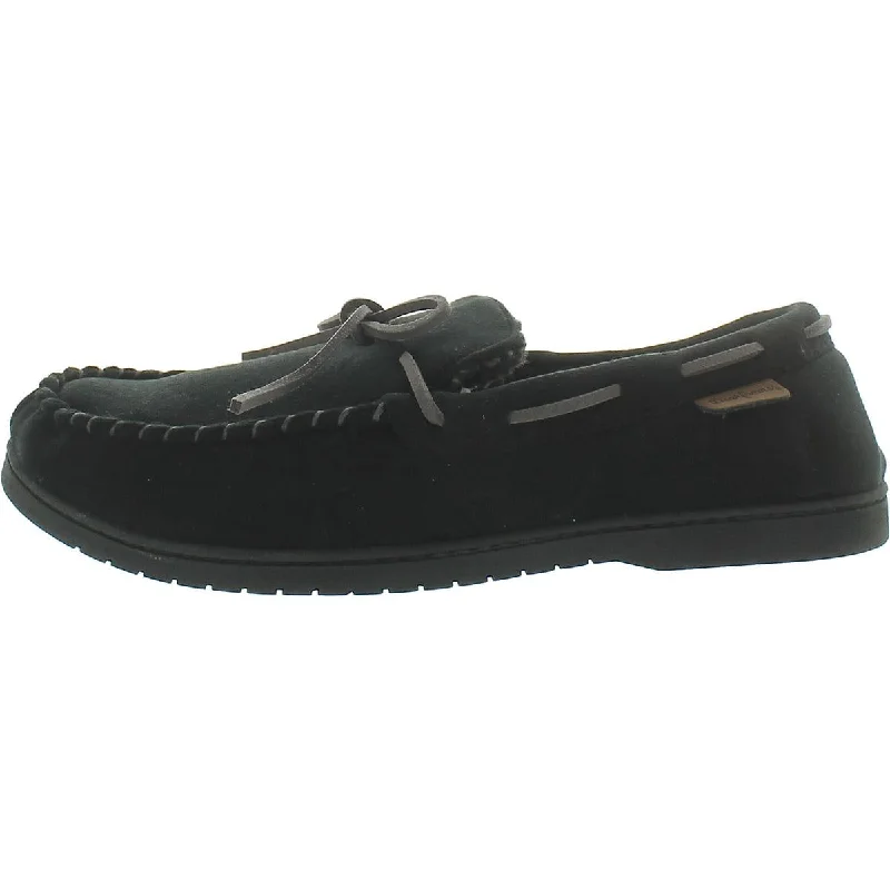 Dearfoams Mens Faux Fur Manmade Moccasin Slippers