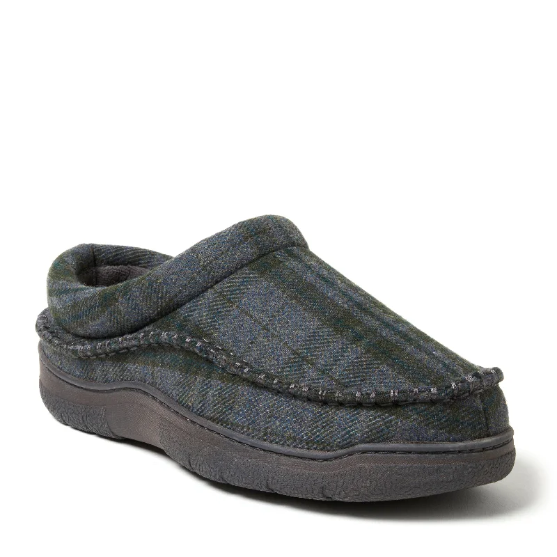 Dearfoams Men's Thompson Plaid Moccasin Toe Clog House Shoe Slipper