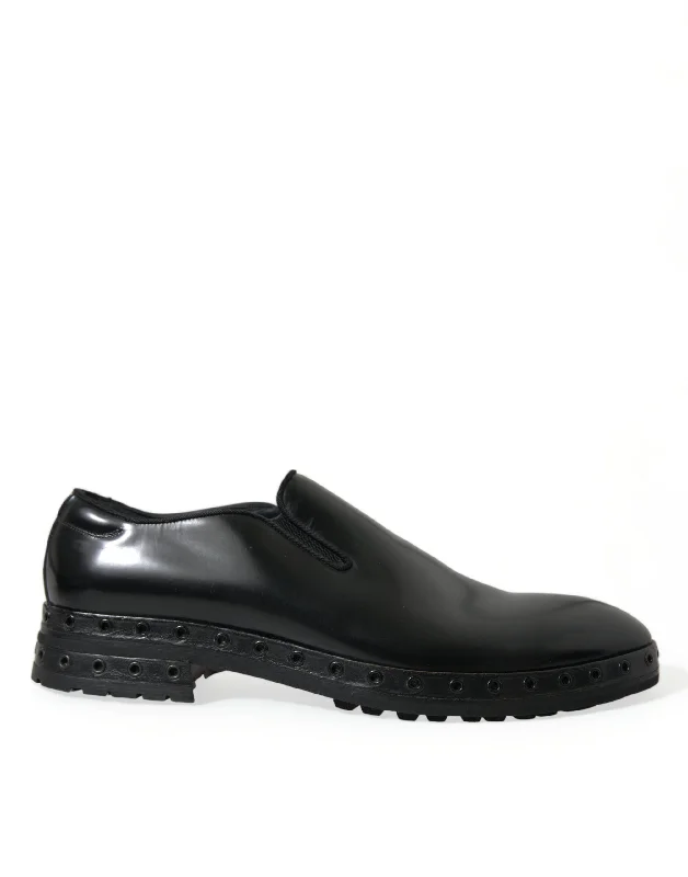 Dolce & Gabbana Elegant  Leather Studded Men's Loafers