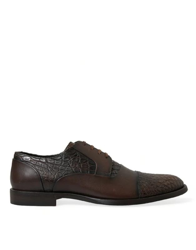 Dolce & Gabbana Elegant Textu Leather Oxford Dress Men's Shoes