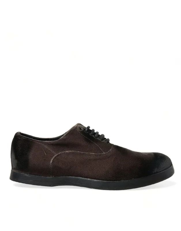 Dolce & Gabbana Elegant  Velvet Oxford Lace-up Men's Shoes