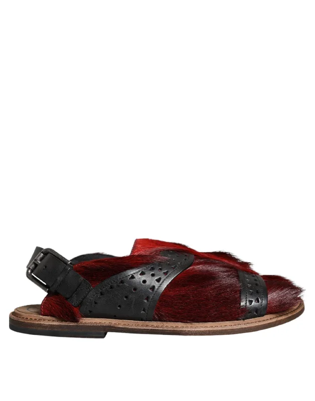 Dolce & Gabbana   Gazelle Hair Leather Sandals Men's Shoes