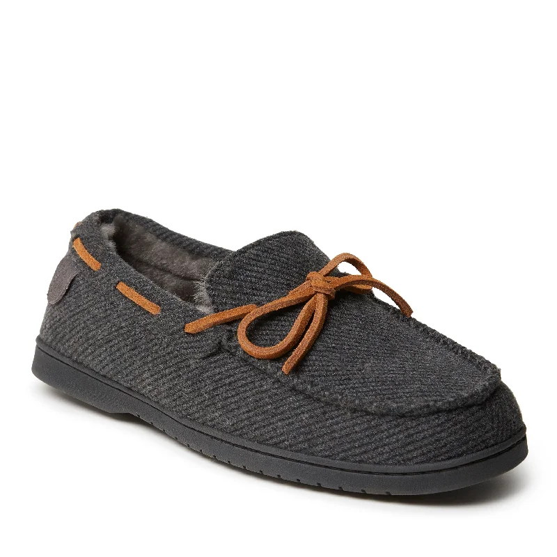 Fireside By Dearfoams Men's Grafton Microwool and Genuine Shearling Moccasin