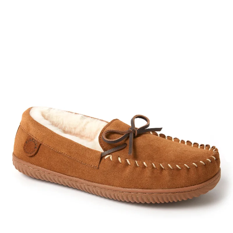 Fireside by Dearfoams Men's Nelson Bay Water Resistant and Indoor/Outdoor Moccasin Slipper