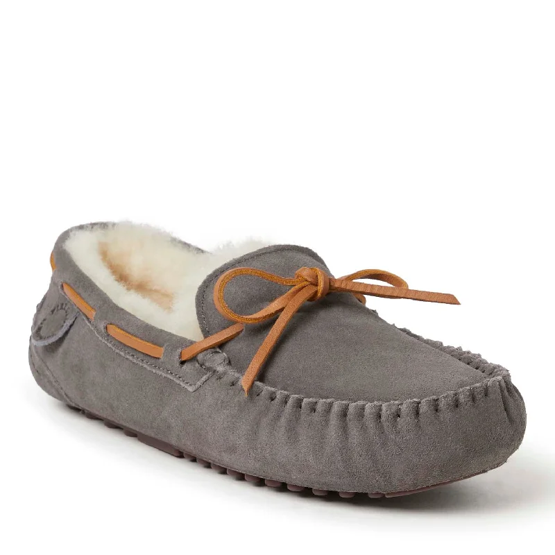 Fireside By Dearfoams Men's Victor Genuine Shearling Moccasin with Tie