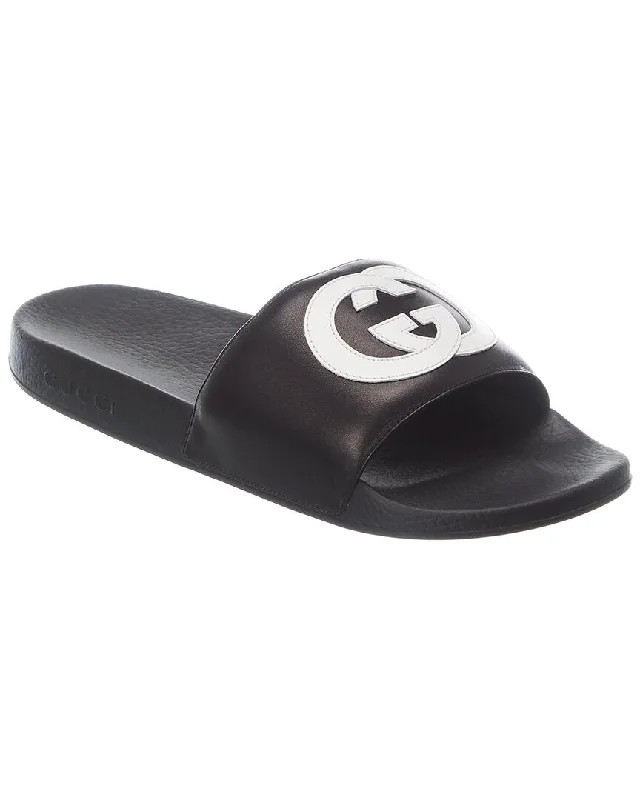 Gucci Interlocking G Leather Slide