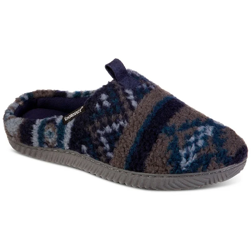 Isotoner Mens Fleece Fairisle Scuff Slippers