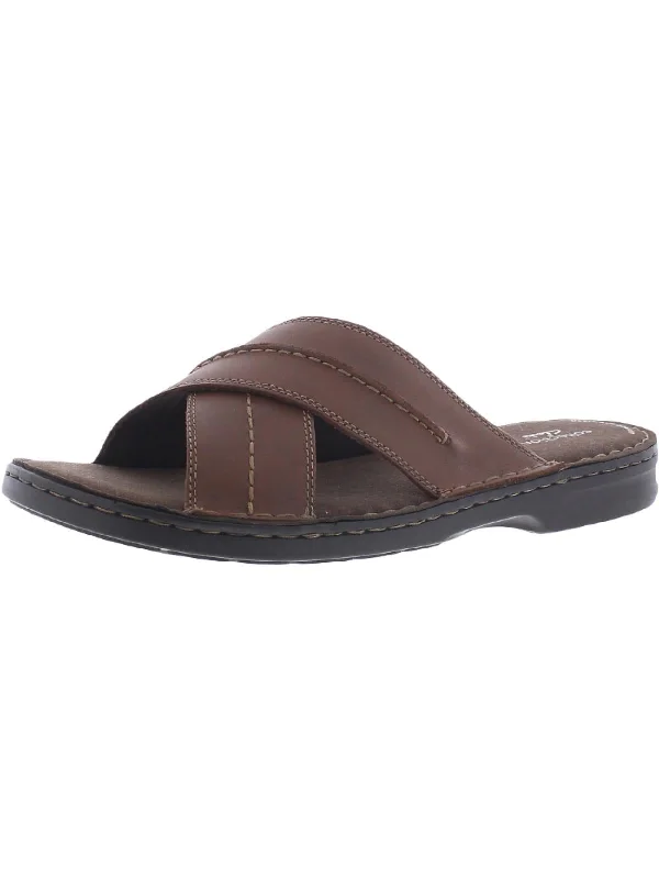 Malone Cross Mens Leather Comfort Slide Sandals