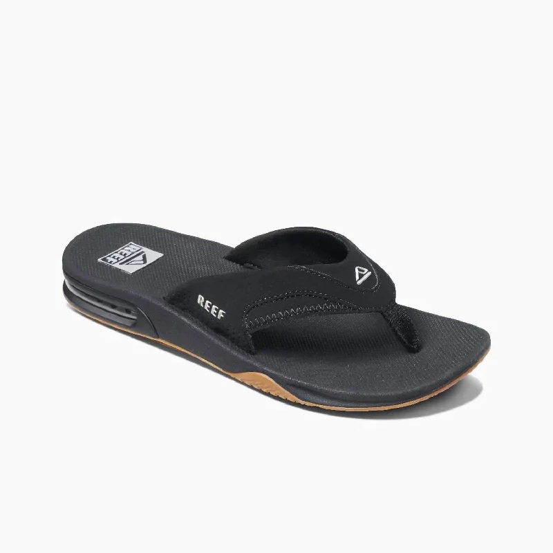 Men's Fanning Flip Flops In Black/silver