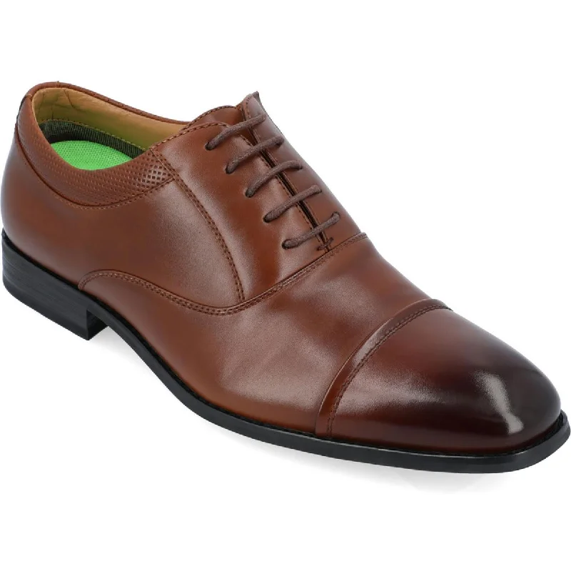 Mens Faux Leather Block Heel Oxfords