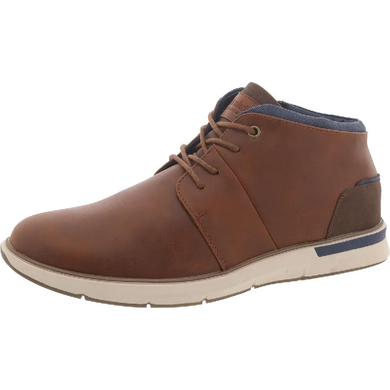 Mens Faux Leather Lace-Up Derby Shoes