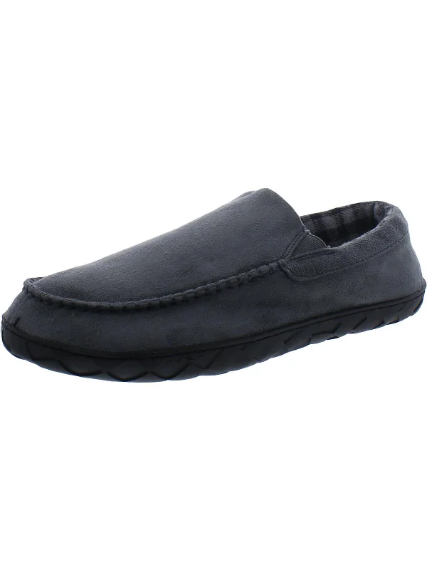 Mens Faux Leather Slip On Loafer Slippers