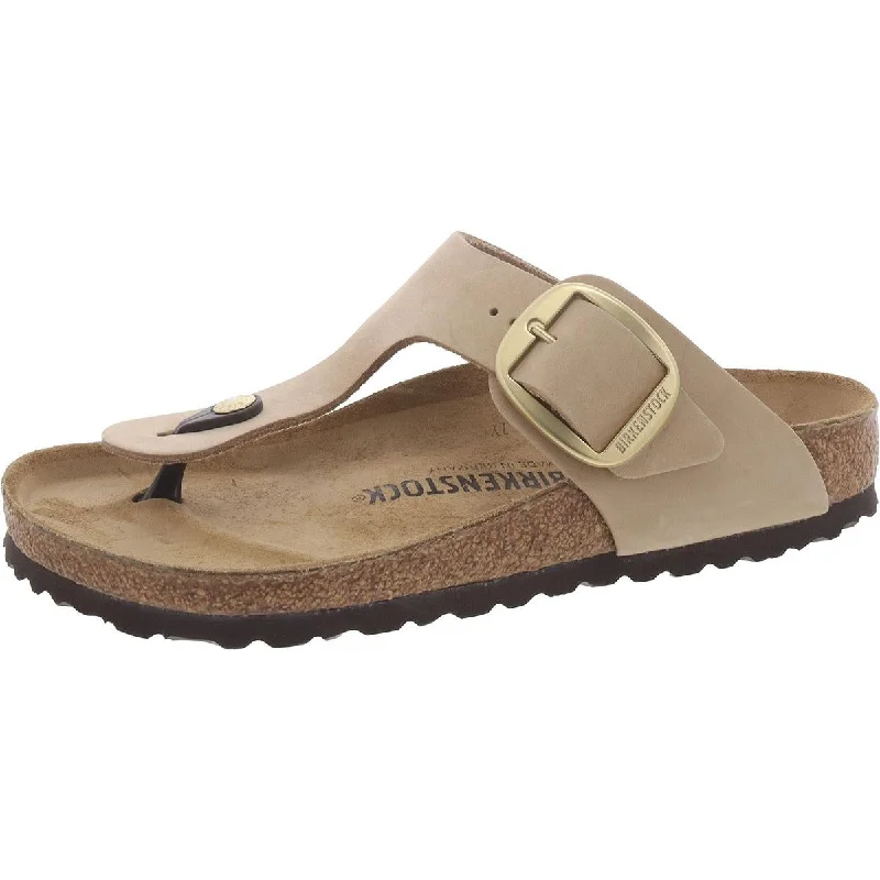 Mens Faux Leather Toe-Post Footbed Sandals