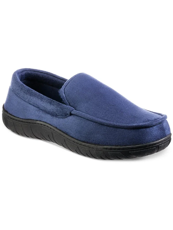 Mens Faux Suede Faux Fur Lined Loafer Slippers