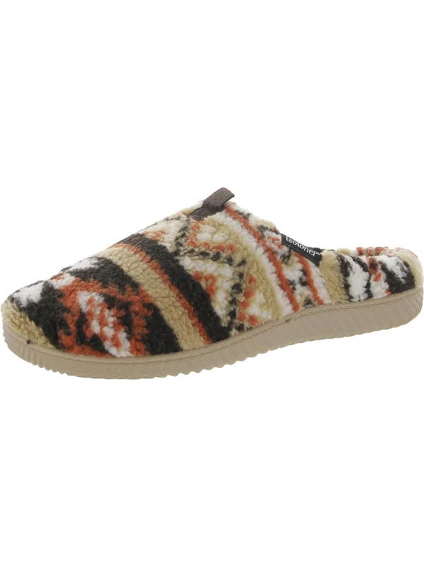 Mens Fleece Fairisle Scuff Slippers