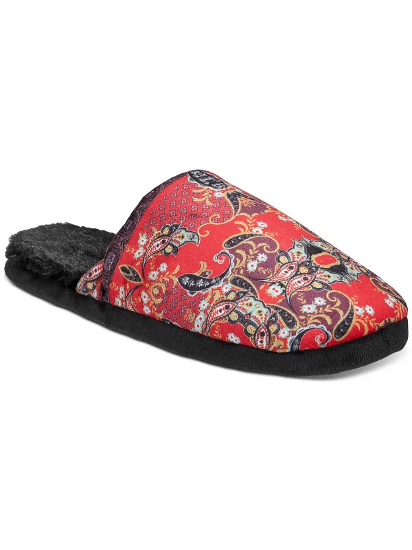 Mens Jacquard Faux Fur Slide Slippers