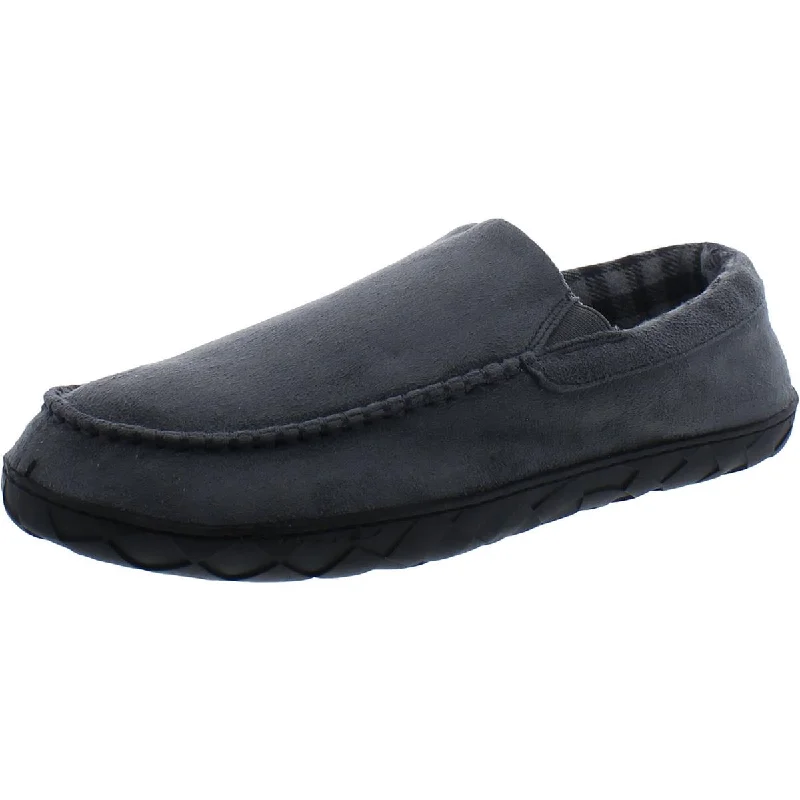 NewDenber Mens Faux Leather Slip On Loafer Slippers