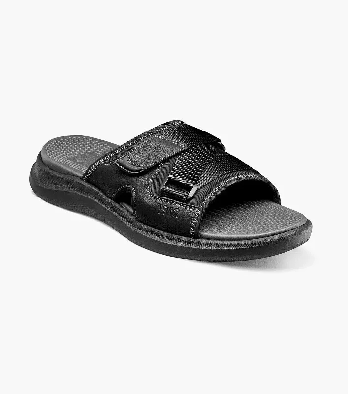 Nunn Bush Rio Vista 12-001 Sandal Men's Black Leather Adjustable Slide MAPP93