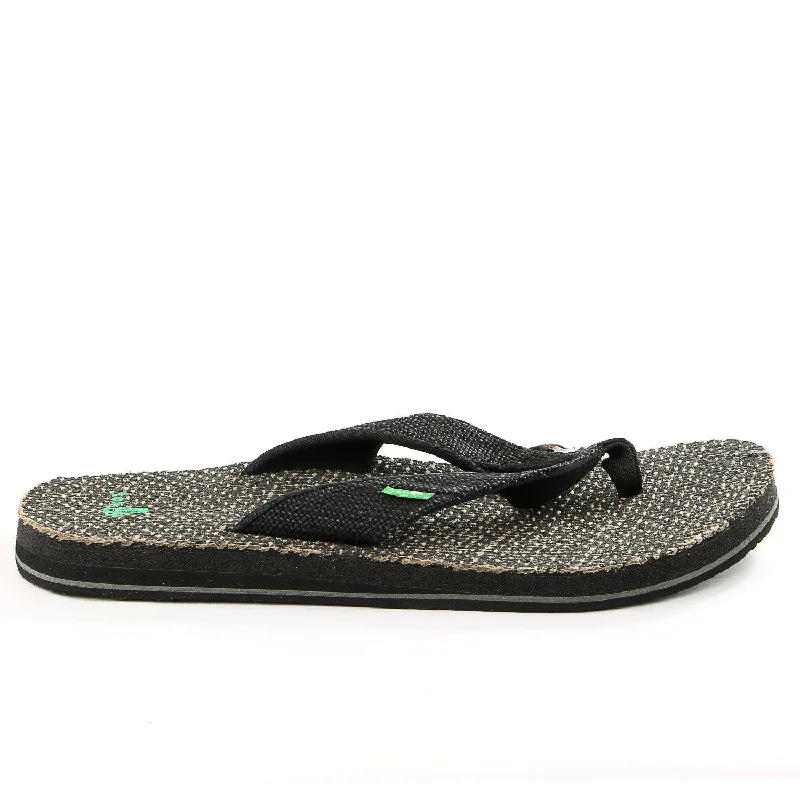 Sanuk Beer Cozy Double Jute Flip Flop - Black - Mens