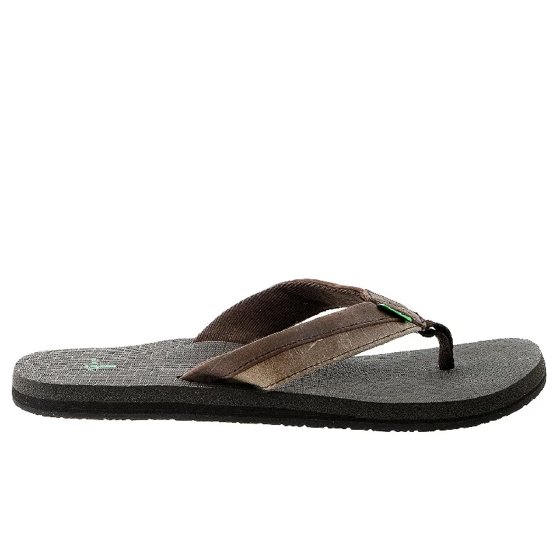 Sanuk Beer Cozy Primo Light Flip Flop Sandal - Dark Brown/Brown - Mens