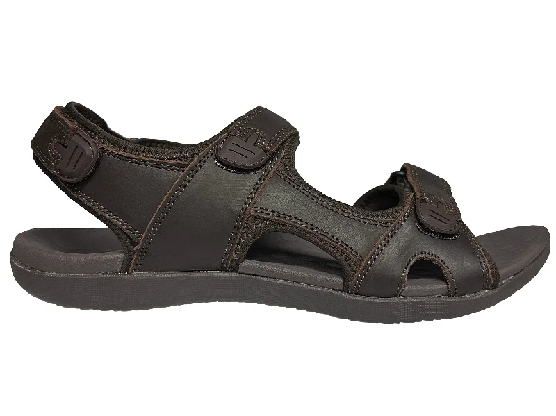 Scholl Men's Orthaheel Brown Leather Back Strap Sandals