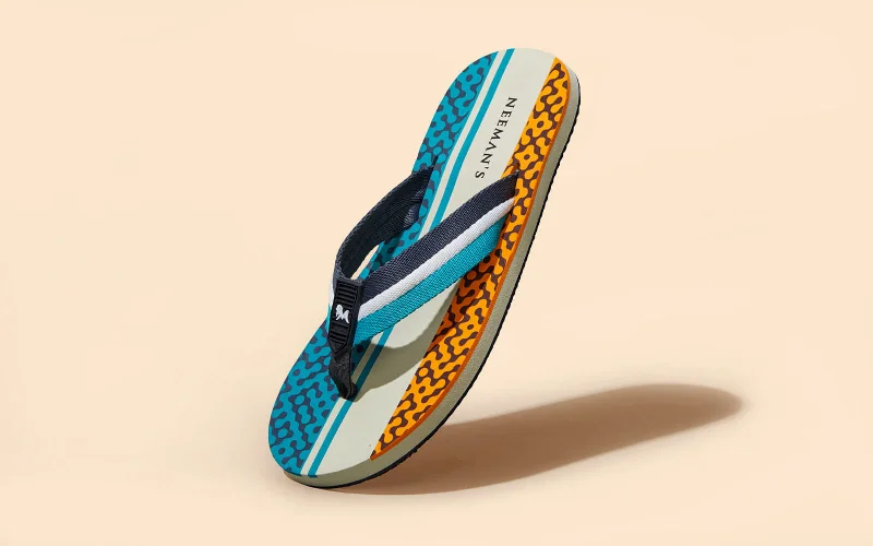 Striped Fusion Flips : Teal-Ivory-Orange