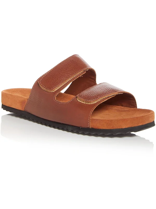 TWO STRAPSANDAL Mens Leather Slip On Slide Sandals