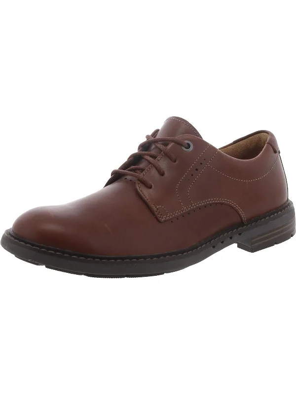 Unelott Plain Mens Leather Lace Up Oxfords